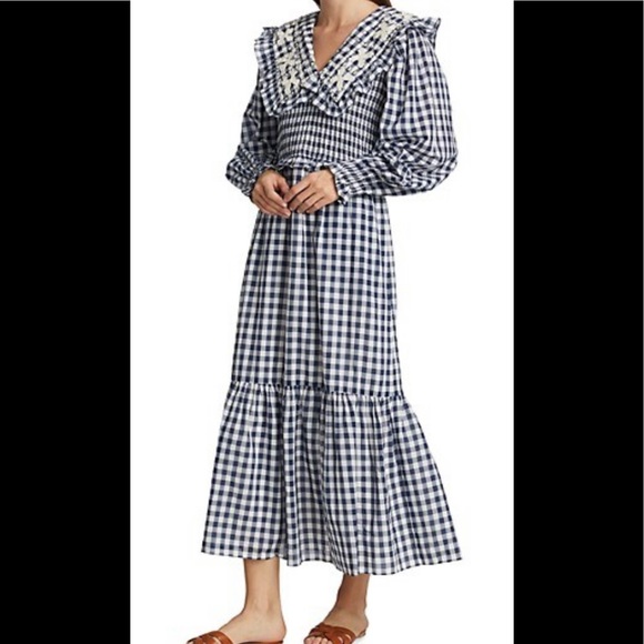 Sea New York Gina Blue and White Gingham Maxi Dress - Picture 4 of 12